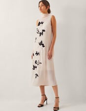 Ari Floral Embellished Midi Dress, Cream (CREAM), large