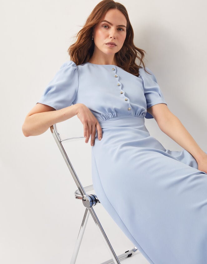 Ruth Scallop Trim Midi Dress, Blue (PALE BLUE), large