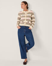Ella Floral Collar Cardigan, Ivory (IVORY), large