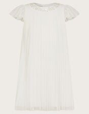 Nellie Pleated Bridesmaid Dress, Ivory (IVORY), large