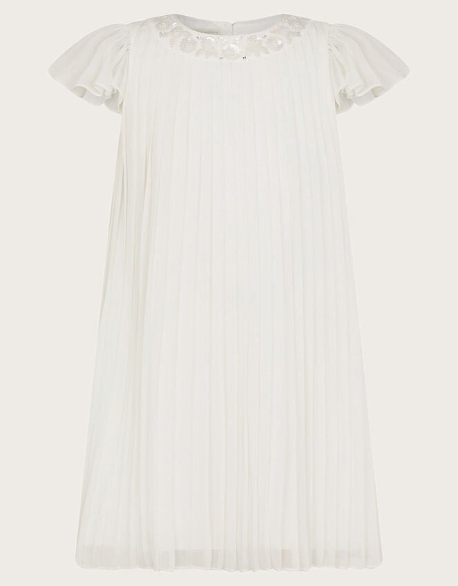 Nellie Pleated Bridesmaid Dress, Ivory (IVORY), large
