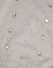 Beaded Tulle Trim Sweatshirt, Grey (GREY), large