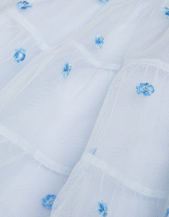 Baby Thea Embroidered Back-Bow Tiered Dress, Blue (BLUE), large