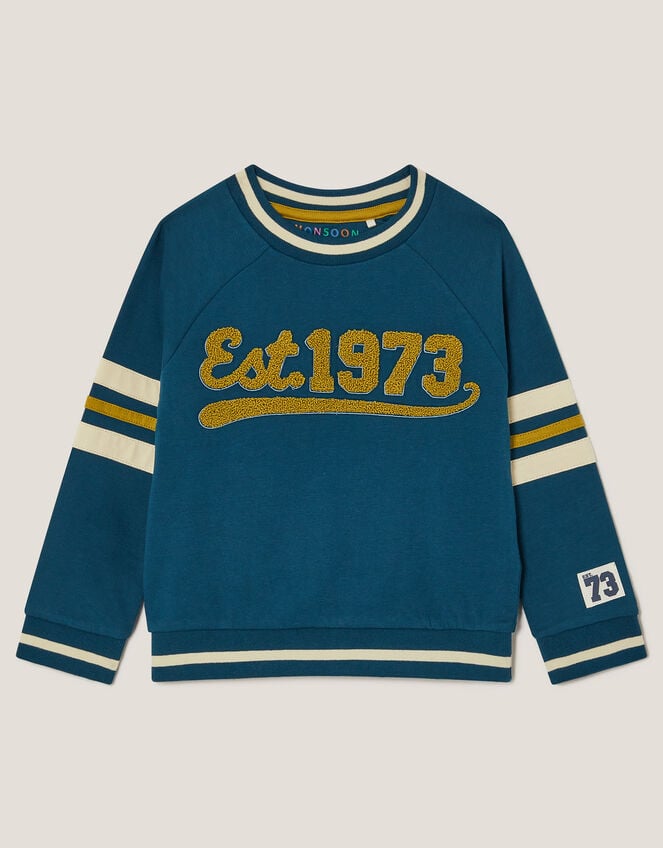 Snow Leopard Varsity Sweatshirt, Blue (BLUE), large