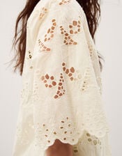 Selena Floral Embroidered Tunic Shirt, Cream (CREAM), large