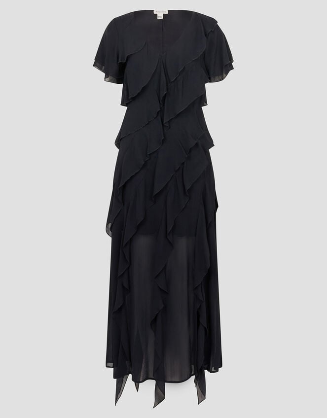 Renata Ruffle Maxi Dress, Black (BLACK), large