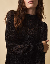 Clemence Gigi Velvet Burnout Maxi Dress, Black (BLACK), large