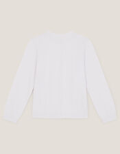 Sparkle Cable Knit Cardigan, Ivory (IVORY), large