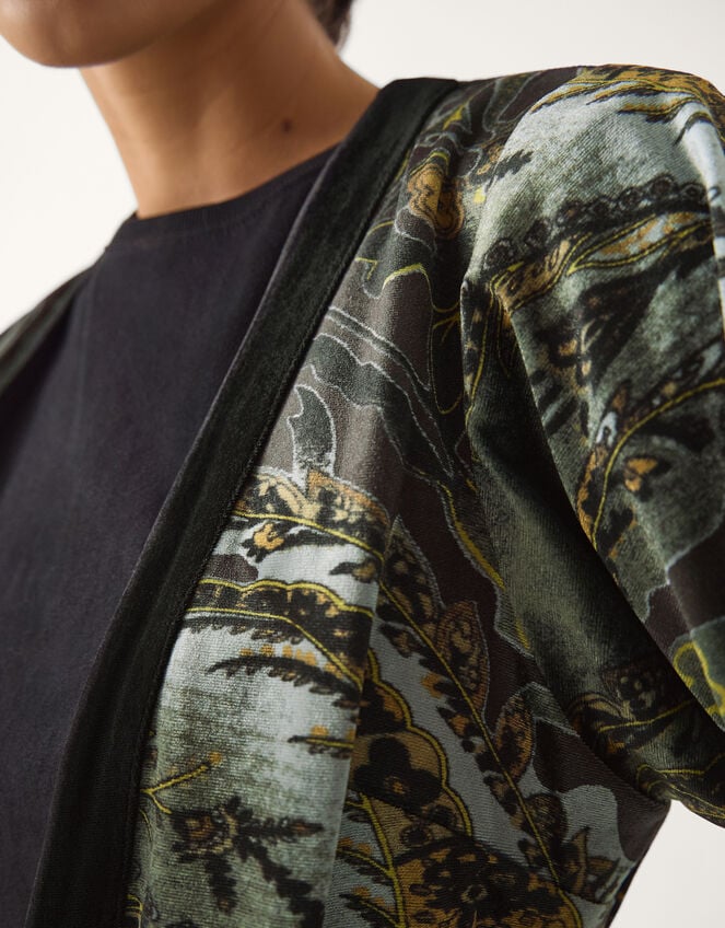 Delta Print Velvet Kimono, Black (BLACK), large