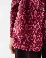 East Jude Print Velvet Blazer, Red (BERRY), large