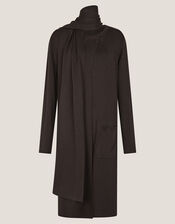 Santi Longline Cardigan & Scarf, Brown (CHOCOLATE), large