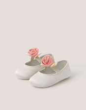 Baby Rosette Booties, Ivory (IVORY), large