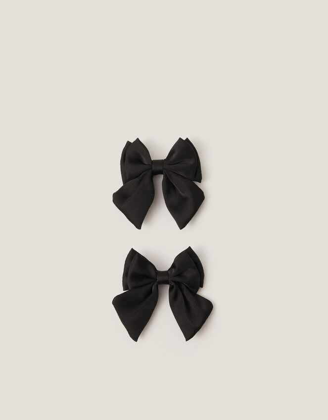 2-Pack School Bow Hair Clips, Black (BLACK), large