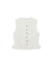 Maison Hotel Sandro Quilted Frill Waistcoat, Ivory (IVORY), large