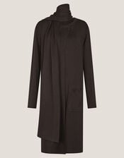 Santi Longline Cardigan & Scarf, Brown (CHOCOLATE), large