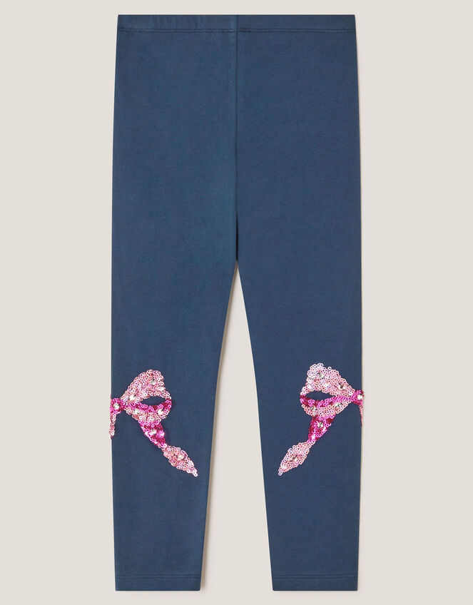 Sequin Bow Leggings, Blue (NAVY), large