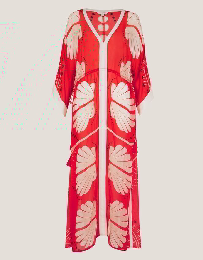 Nara Leaf Print Kaftan, Orange (RUST), large