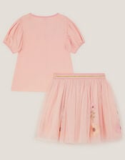 Floral Embroidered Top & Skirt Set , Pink (PINK), large