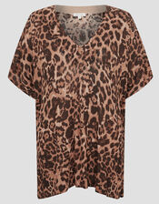 Archi Knit Leopard Print T-Shirt, Natural (NATURAL), large