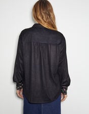Sabrina Ornate Floral Print Shirt, Black (BLACK), large