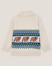 Bear Fair Isle Cardigan, Ivory (IVORY), large