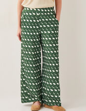 Maren Geometric Print Wide Leg Trousers, Green (GREEN), large