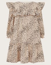 Ruffle Animal Print Dress, Ivory (IVORY), large
