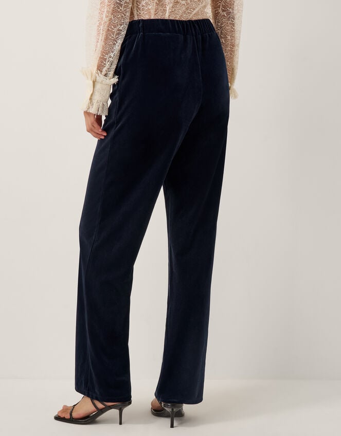 Mila Straight Velvet Trousers, Blue (MIDNIGHT), large