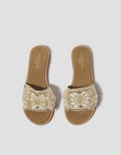 Eve Embellished Slide Sandals, Ivory (IVORY), large