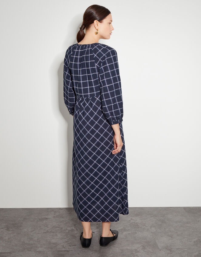 Frankie Tie Front Check Print Maxi Dress, Blue (NAVY), large