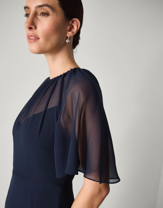 Mona Angel Sleeve Maxi Dress, Blue (NAVY), large