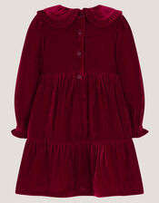 Baby Floral Embroidered Velvet Dress, Red (BURGUNDY), large