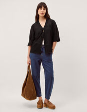 Beth Short Sleeve Cardigan, Black (BLACK), large