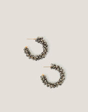 Cluster Beaded Hoop Earrings, , large