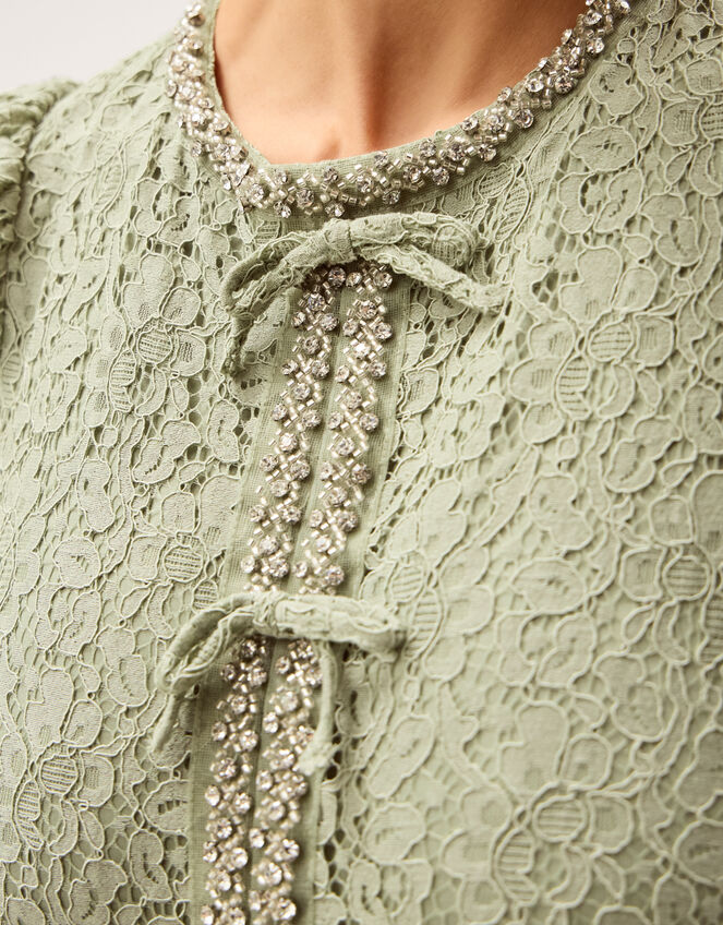 Celina Puff Sleeve Lace Midi Dress, Green (SAGE), large