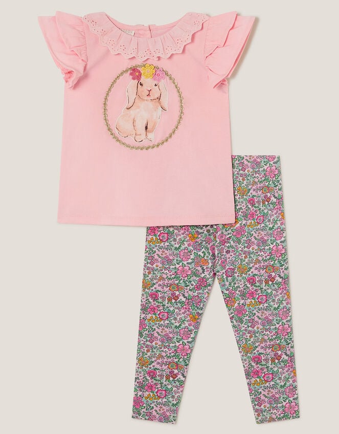 Baby Bunny T-shirt and Floral Leggings Set, Pink (PINK), large