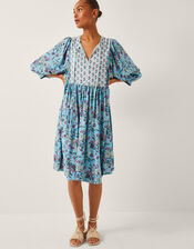 Aine Floral Print Mini Dress, Blue (BLUE), large