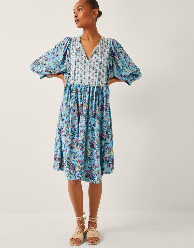 Aine Floral Print Mini Dress, Blue (BLUE), large