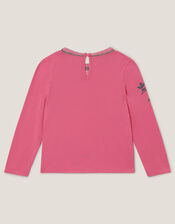 Floral Embroidered Long Sleeve Top, Pink (PINK), large