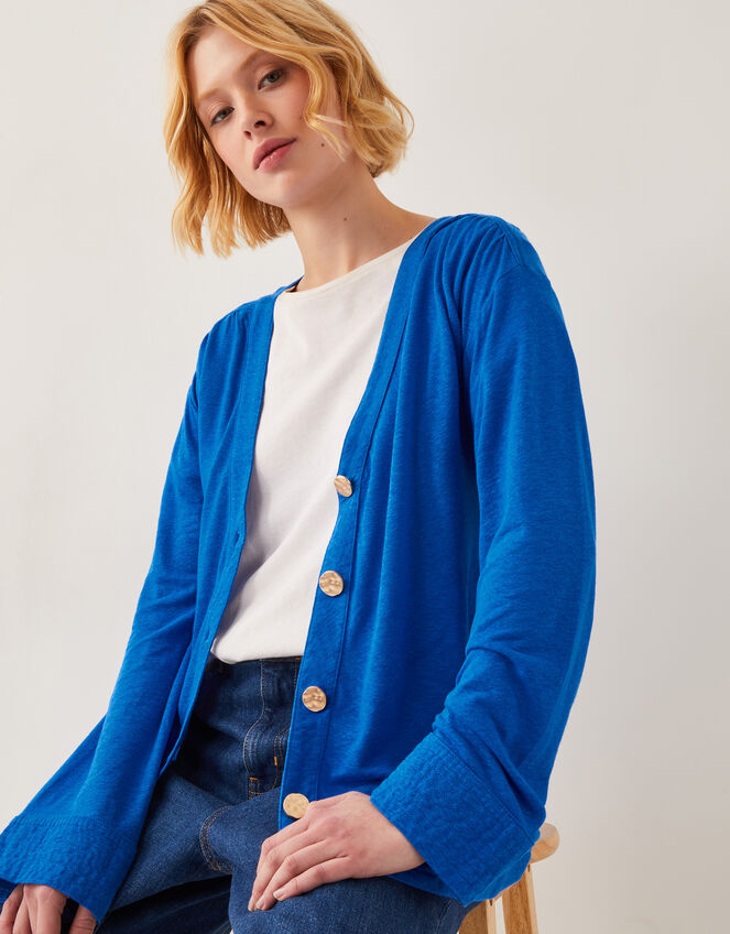 Sky Linen-Blend Jacket, Blue (BLUE), large