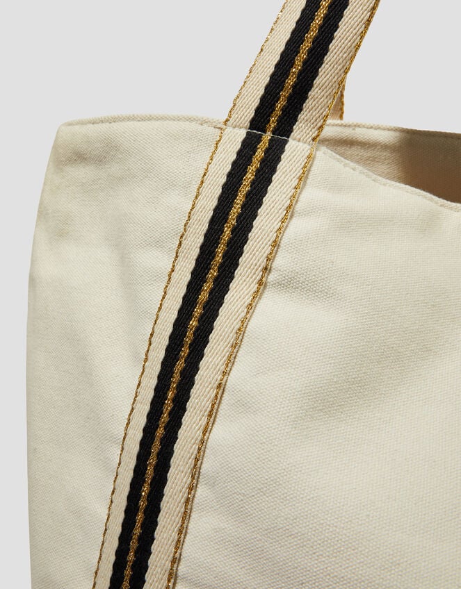 Nia Stripe Strap Tote Bag, Ivory (IVORY), large