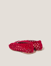Betsy Woven Ballet Flats, Red (RED), large