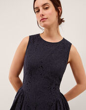 Lydia Sleeveless Lace Midi Dress, Blue (NAVY), large