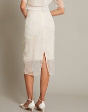 Rosa Embroidered Floral Pencil Bridal Skirt, Ivory (IVORY), large