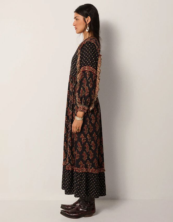 Maison Hotel Lily Mix Print Midi Dress, Black (BLACK), large