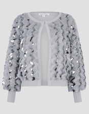 Sienna Sequin Embellished Cardigan , Grey (GREY), large