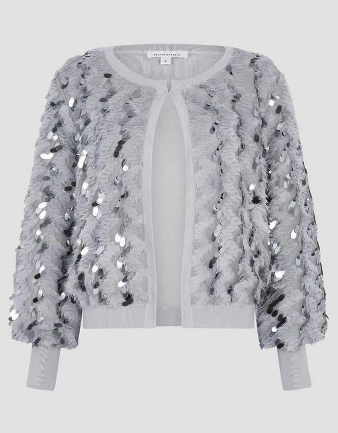 Sienna Sequin Embellished Cardigan , Grey (GREY), large