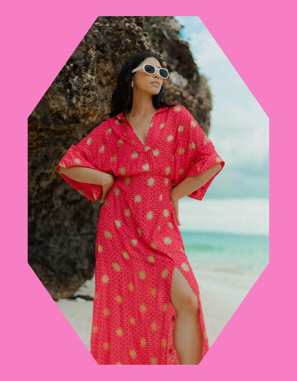 Sundress Soidee Sun Print Midi Dress, Pink (PINK), large