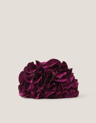 Mindy Corsage Satin Clutch Bag, , large