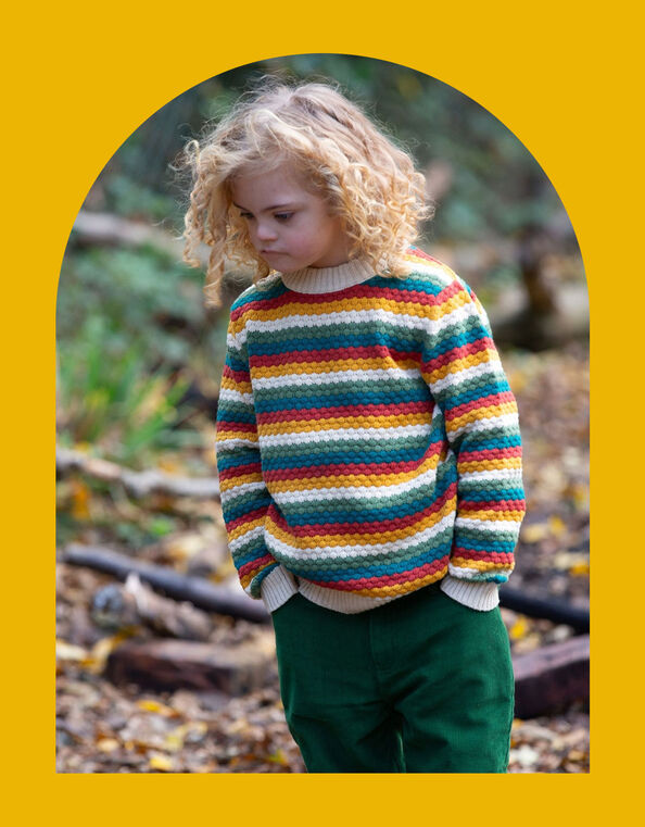 Little Green Radicals Rainbow Stripe Jumper, Multi (MULTI), large